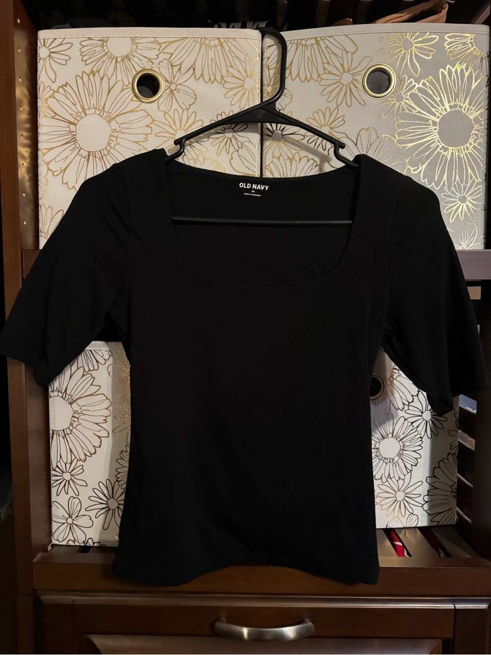 Old Navy Black Square-Neck Short Sleeve Top